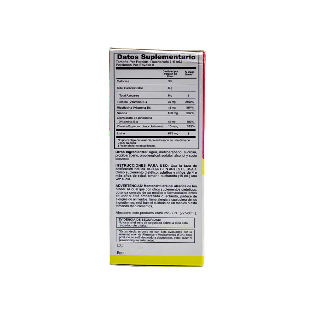 Jarabe de Vitamina B y lisina para adultos Prolyn (120 ml / 4 fl oz) - Miniatura 2