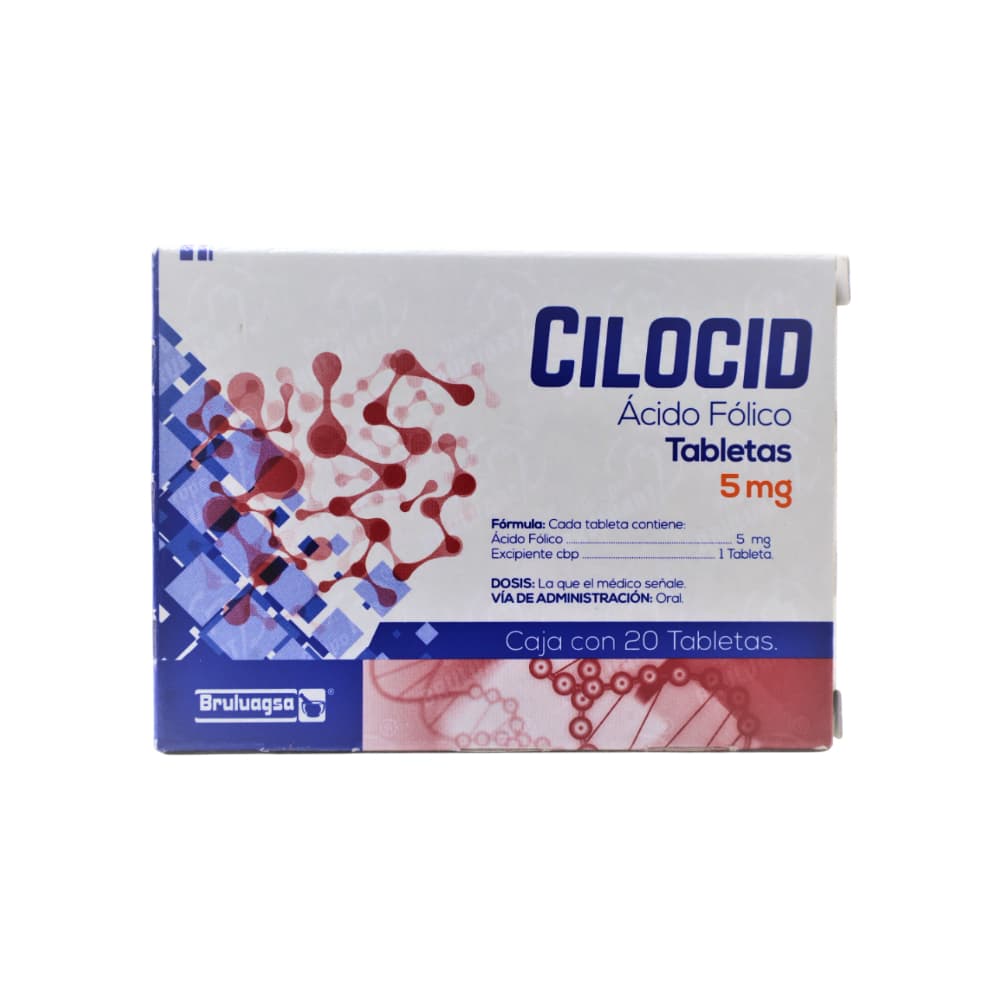 Cilocid. Ácido Fólico 5 mg (20 tabletas) - Miniatura 2