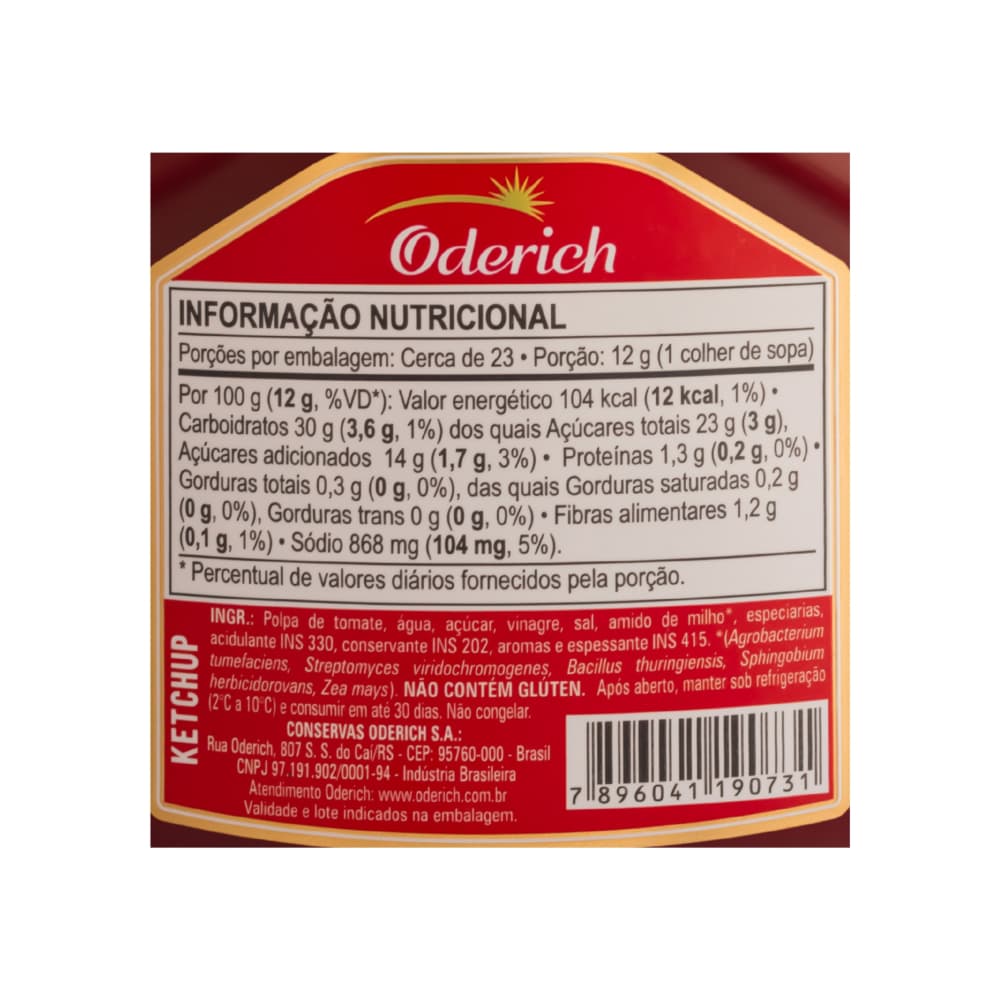 Ketchup tradicional premium Oderich (270 g / 9.52 oz) - Miniatura 3