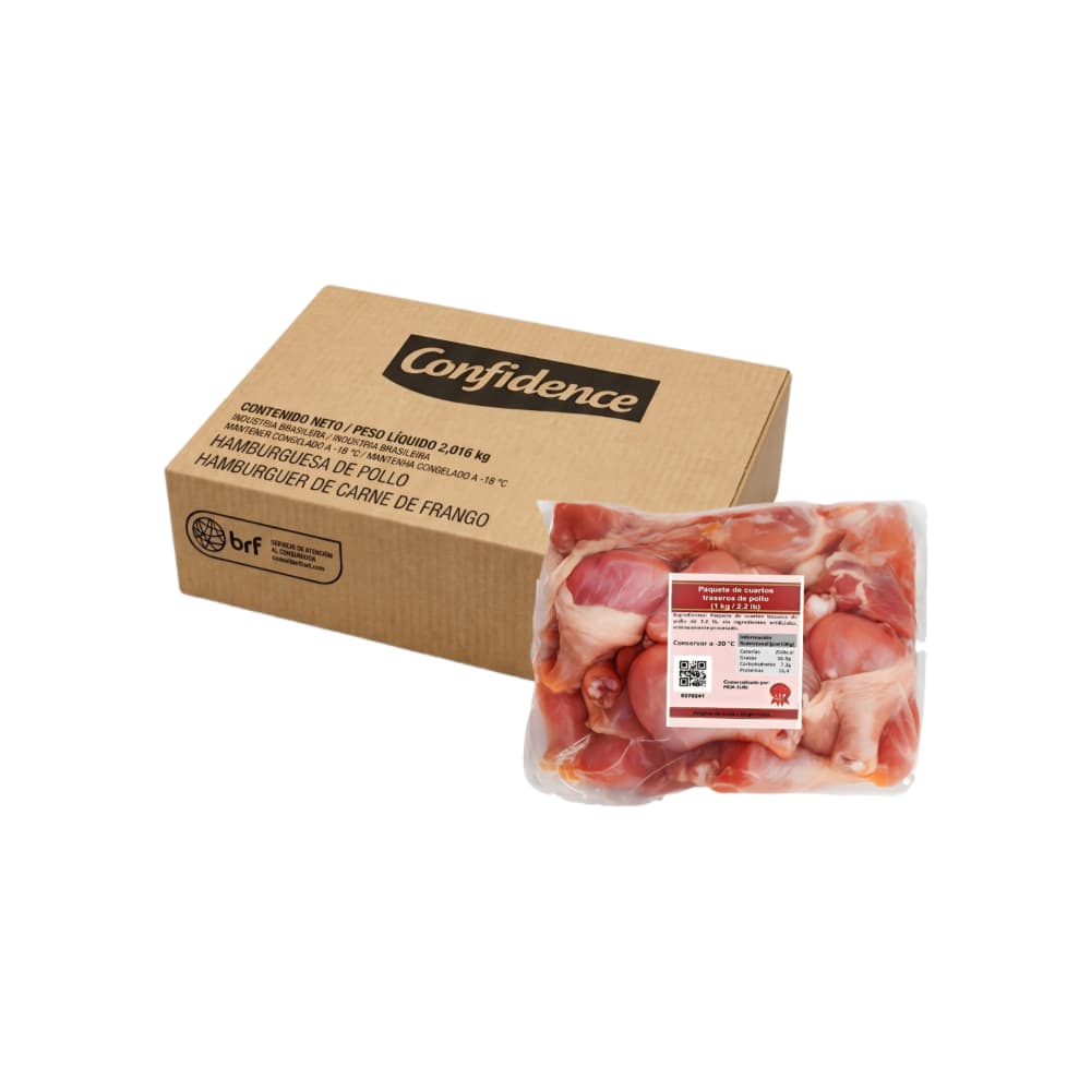 Caja de hamburguesas de pollo Confidence (36 x 56 g) + Paquete de cuartos traseros de pollo Pida (1 kg / 2.2 lb) - Imagen 1
