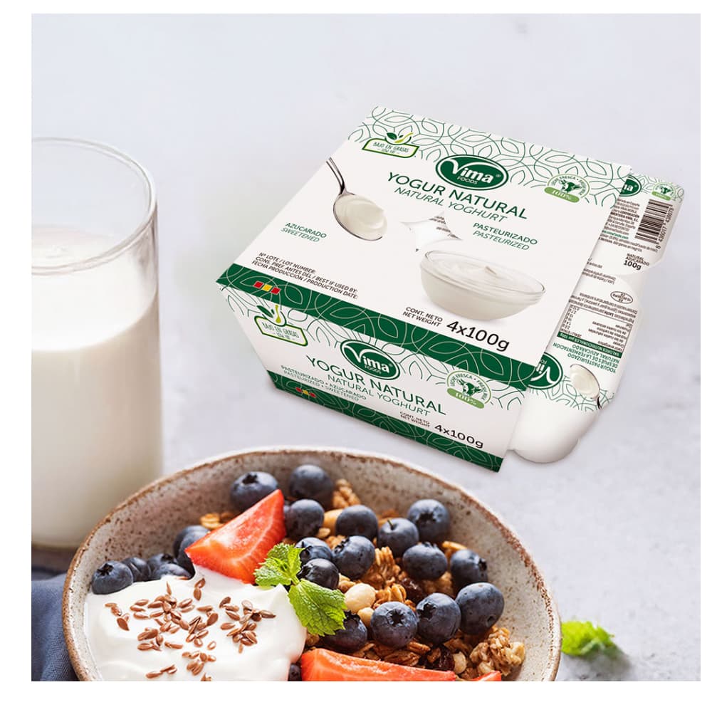 Yogurt pasteurizado natural azucarado Vima Foods (4 x 100 g / 3.52 oz) - Miniatura 3