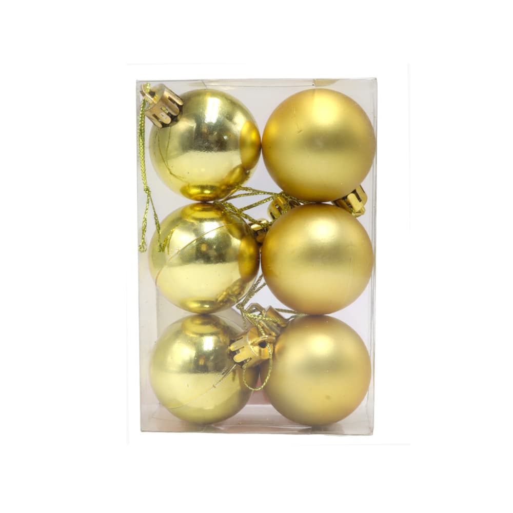 Juego de 6 bolas de navidad color oro Casa y Menaje - Miniatura 3