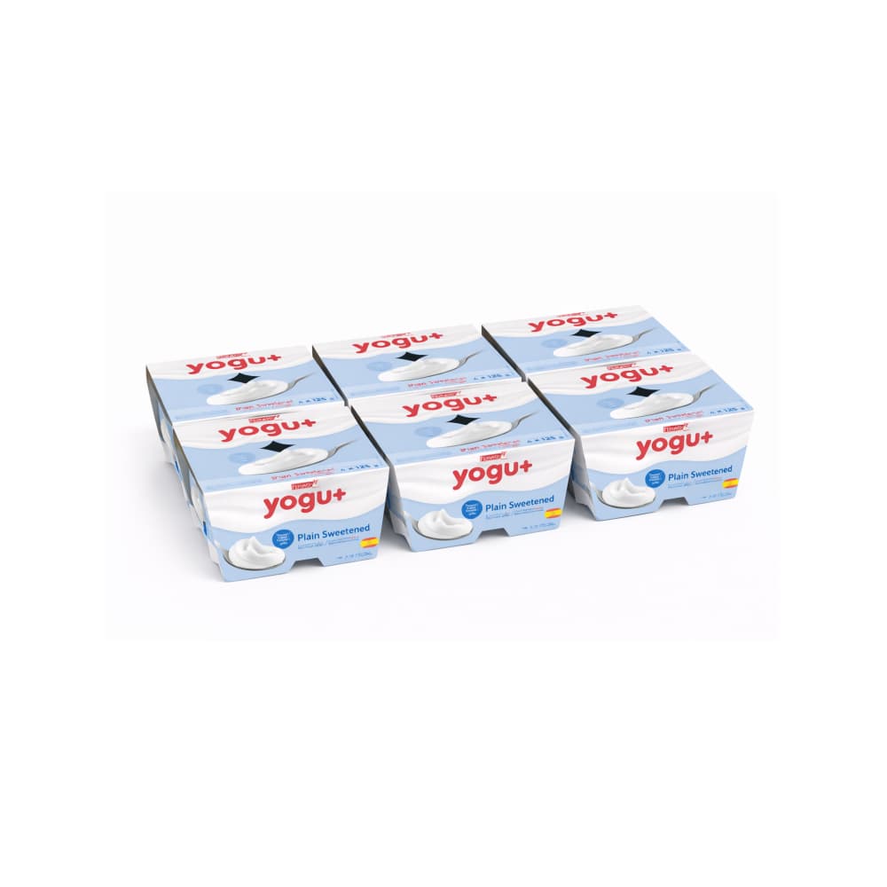 Yogurt pasteurizado sabor natural azucarado Yogu+ Feiraco (24 x 125 g / 4.41 oz) - Miniatura 1