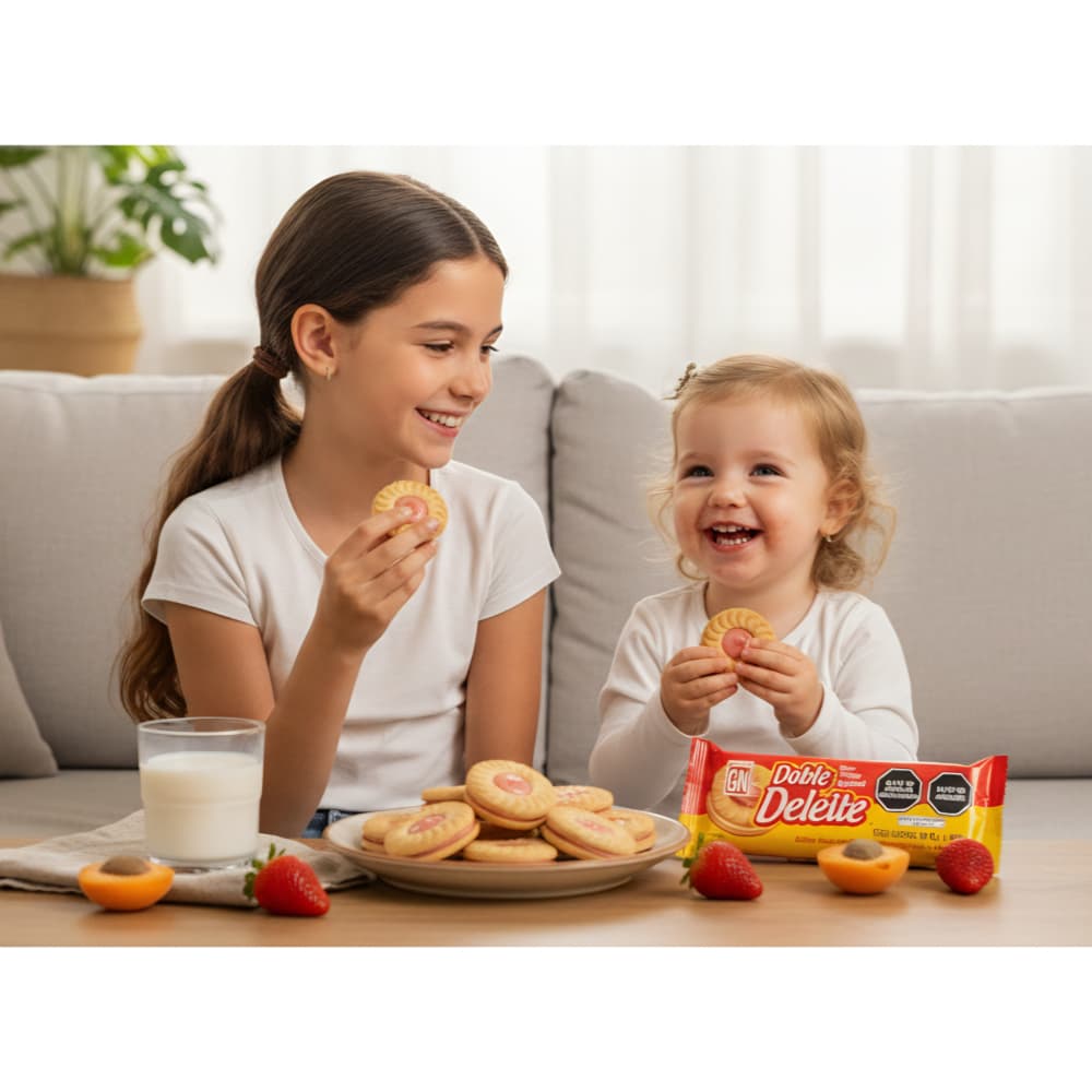 Galletas sabor vainilla con crema sabor fresa y albaricoque Doble Deleite GN (42 g / 1.48 oz) - Miniatura 5