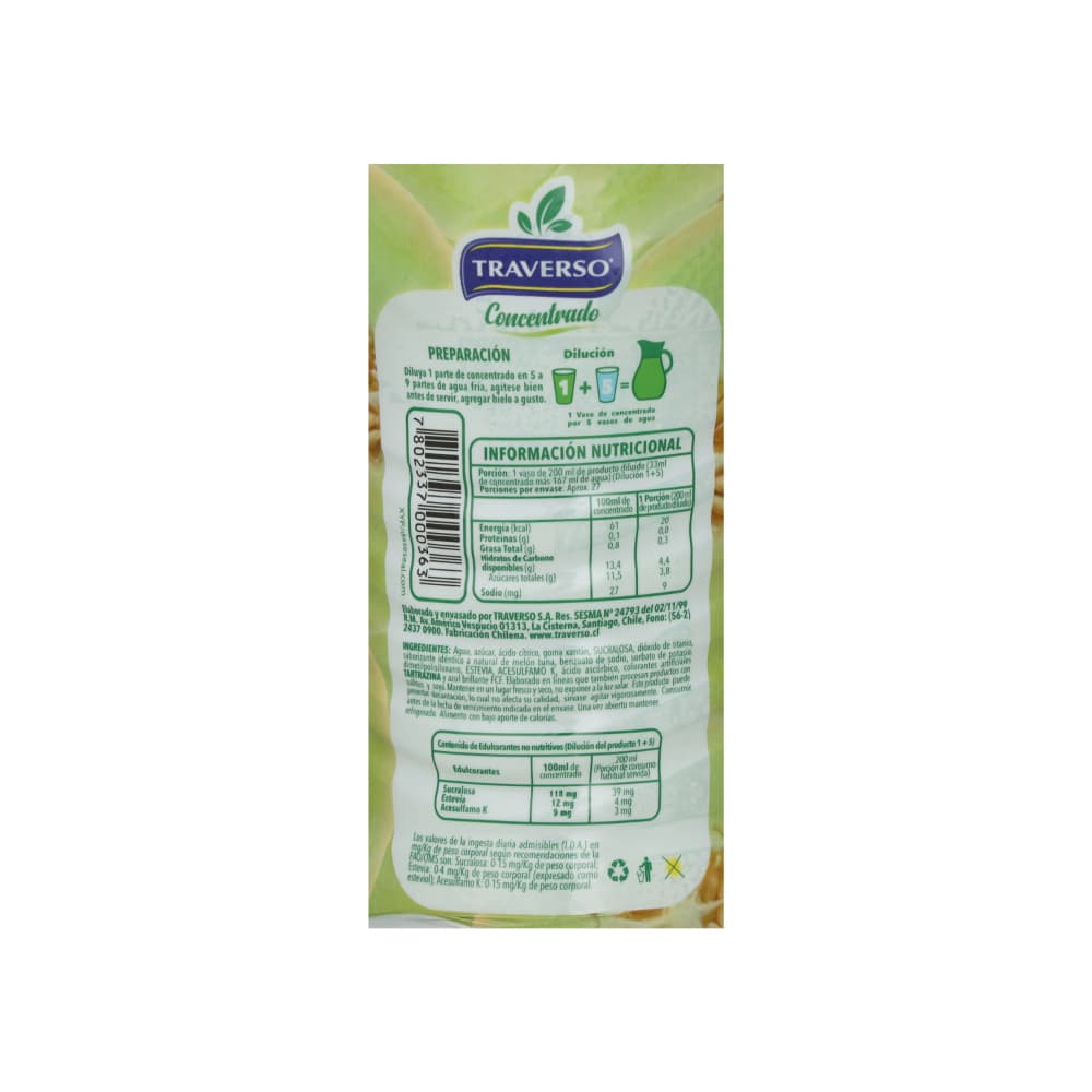 Jugo concentrado sabor melón Traverso (900 ml) - Miniatura 3
