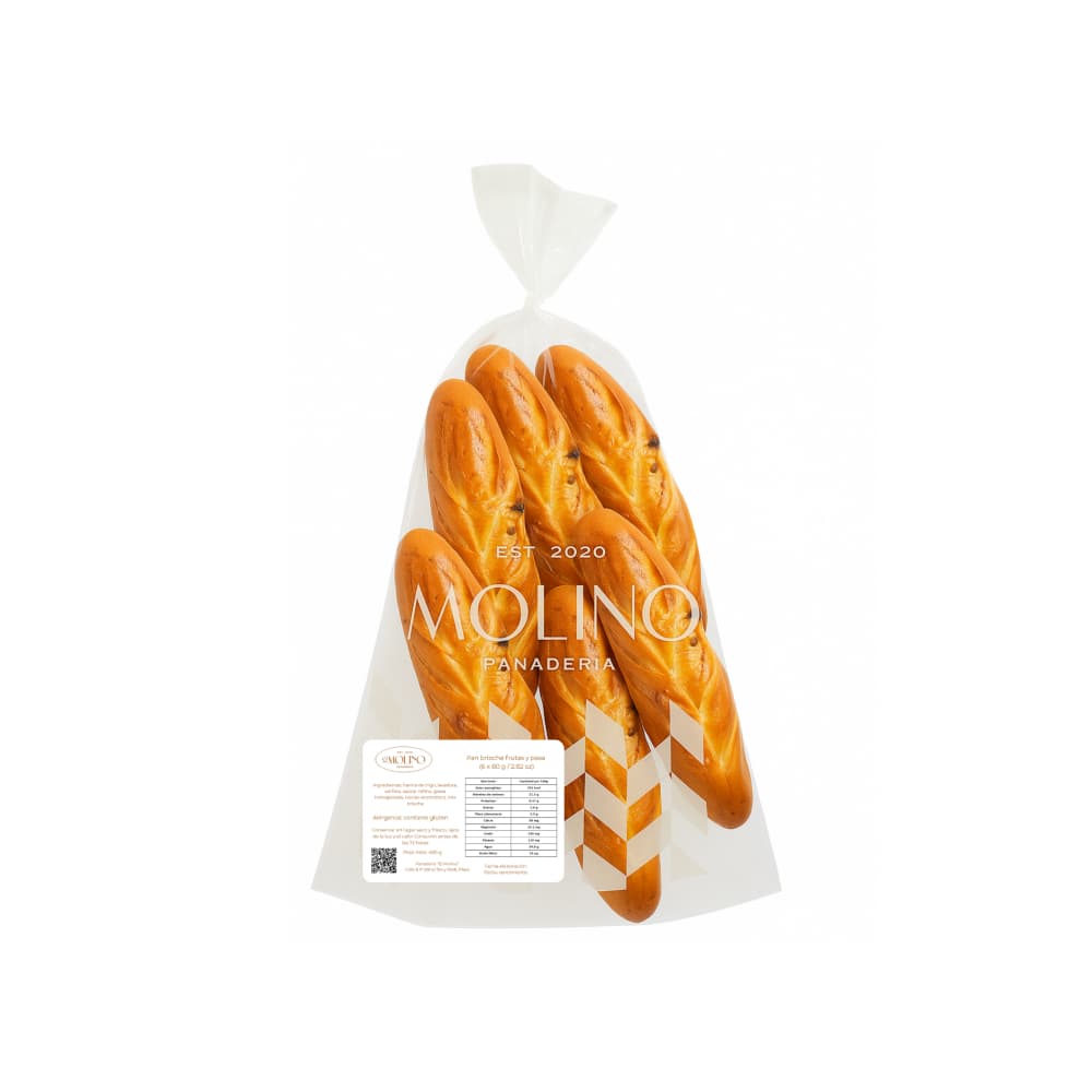 Pan brioche frutas y pasas El Molino (6 x 80 g / 2.82 oz) - Miniatura 3