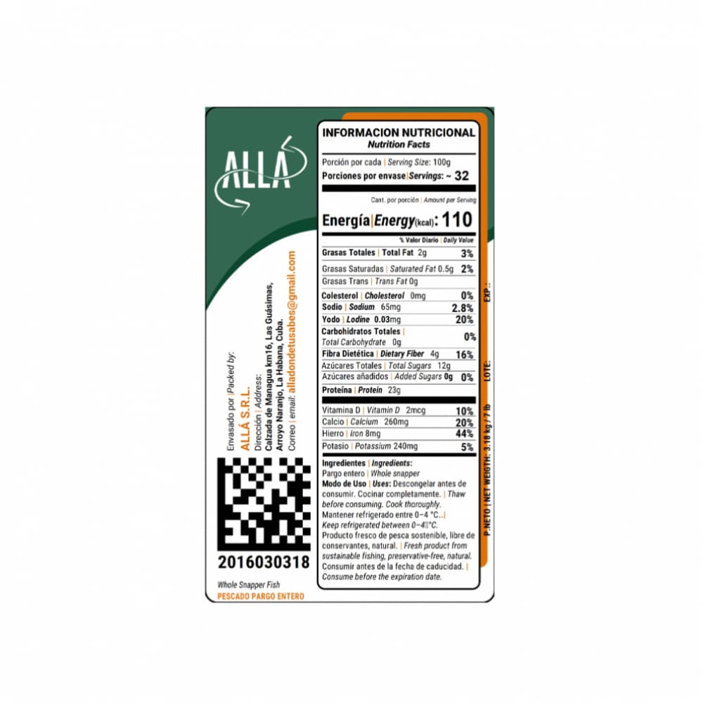 Pescado Pargo entero Allá (2.27 kg / 5 lb) - Miniatura 4