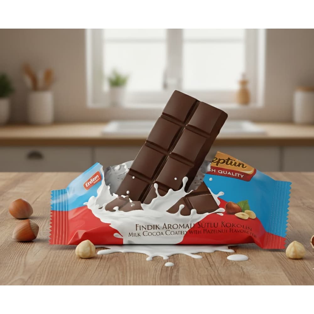 Barra de chocolate con leche sabor avellanas Neptun Erdem (50 g / 1.76 oz) - Miniatura 4