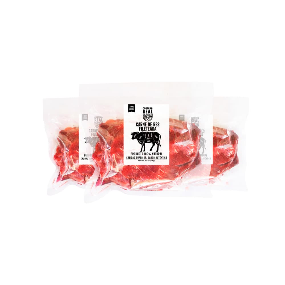 Carne de res fileteada Cosecha Real (3 x 1 kg / 2.2 lb) - Imagen 1