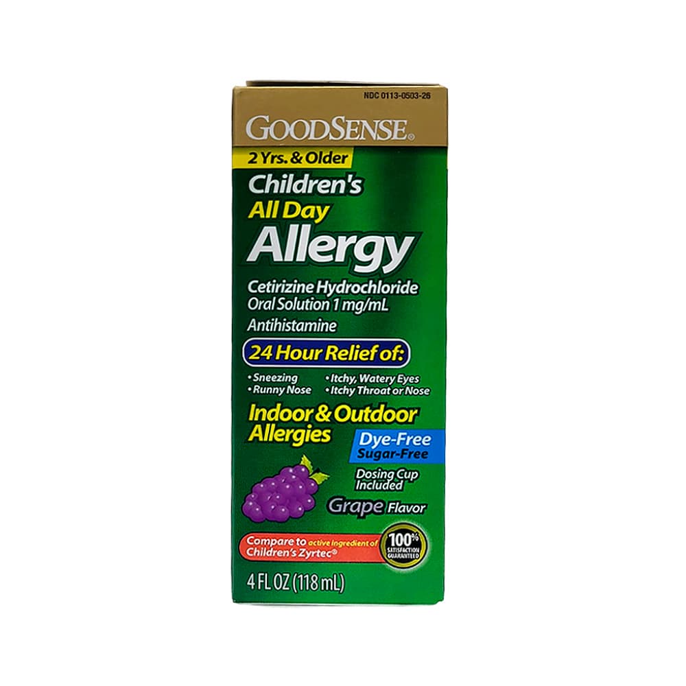 Clorhidrato de cetirizina suspensión oral sabor uva para niños 1 mg / ml GoodSense (118 ml / 4 fl. oz) - Miniatura 2