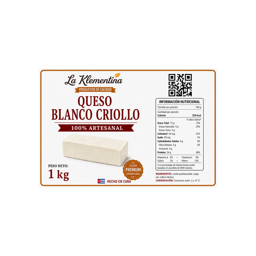 Queso blanco criollo La Klementina (1 kg / 1.1 lb) - Miniatura 2
