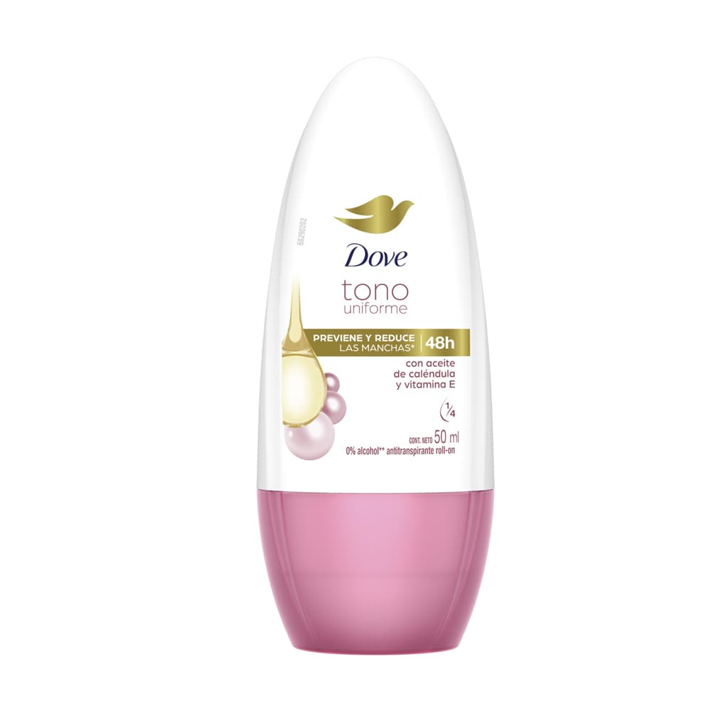 Desodorante roll-on Tono Uniforme para mujer antitranspirante con extracto de caléndula y vitamina E Dove (50 ml) - Imagen 1