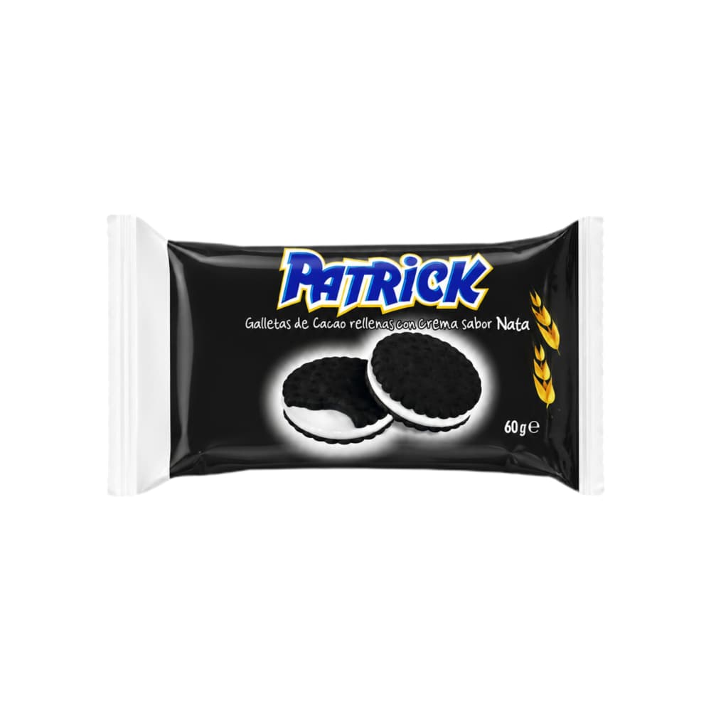 Galletas de cacao rellenas con crema sabor nata Patrick (60 g / 2.12 oz) - Miniatura 1