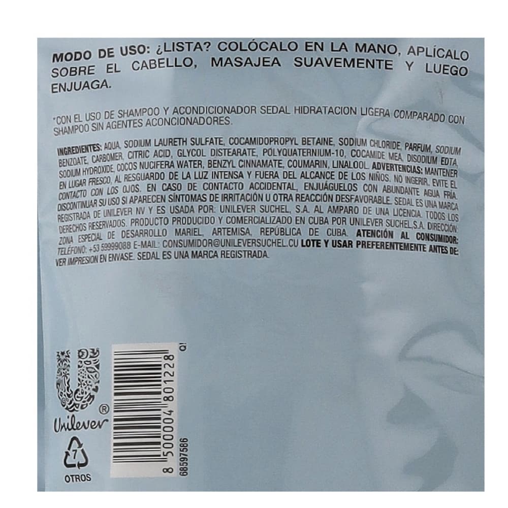 Champú hidratación ligera Sedal (300 ml / 10.6 fl.oz) - Miniatura 3