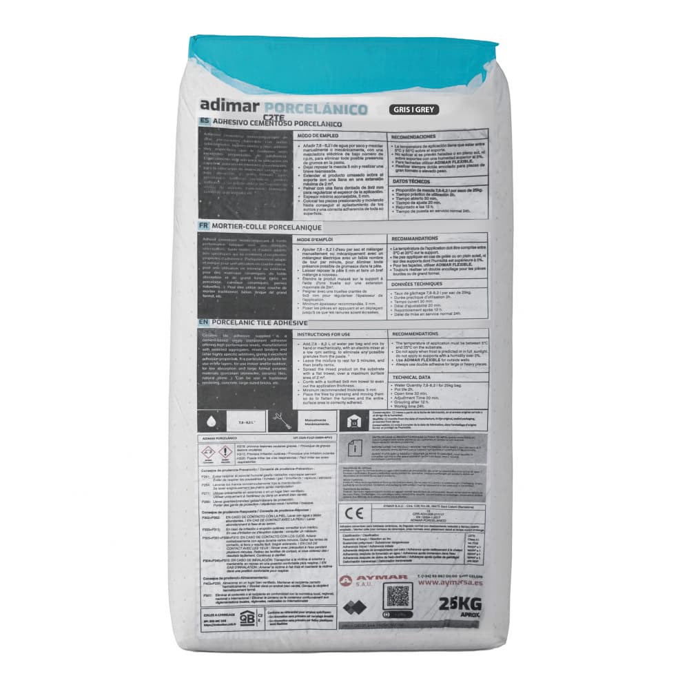 Adhesivo cementoso porcelámico gris Adimar (25 kg / 55.11 lb) - Miniatura 4