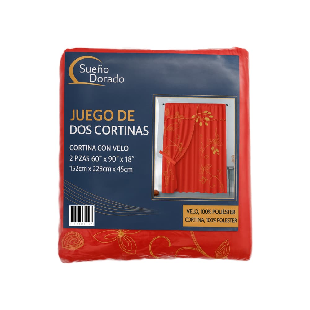 Cortinas con velo rojo 152 cm x 228 cm 45 cm Sueño Dorado - Imagen 1