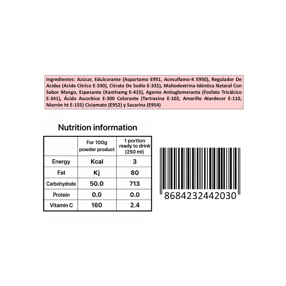 Refresco instantáneo sabor mango Vivi Fresh Erdem (24 x 10 g) - Miniatura 3