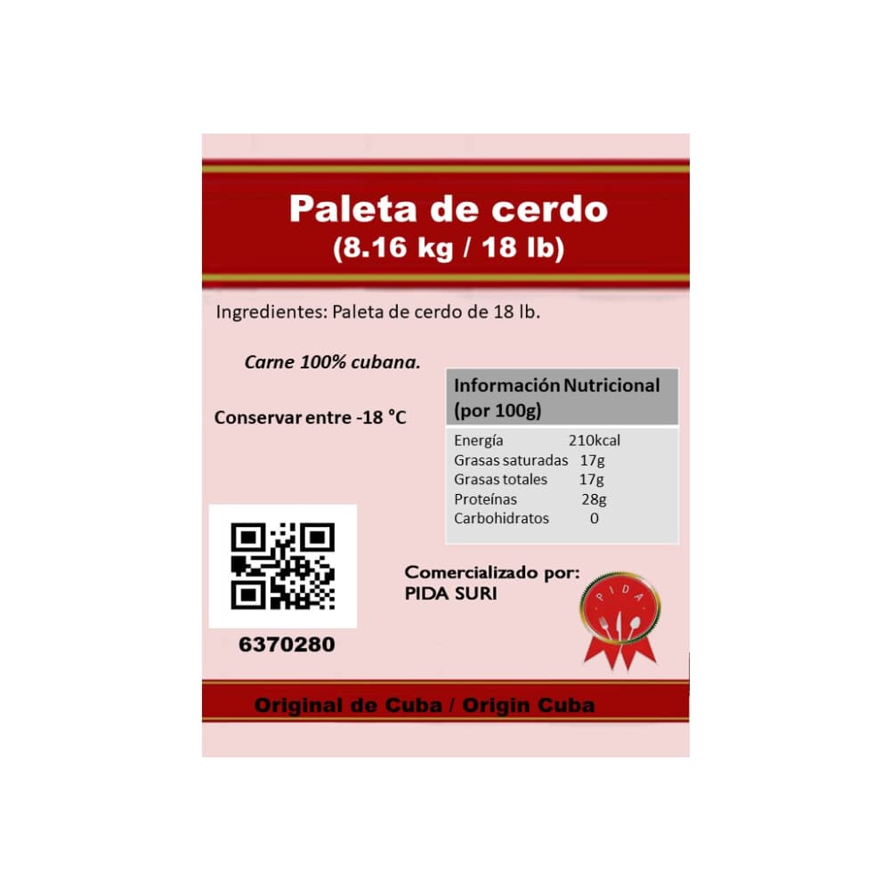 Paleta de cerdo Pida (8.16 kg / 18 lb) - Miniatura 2