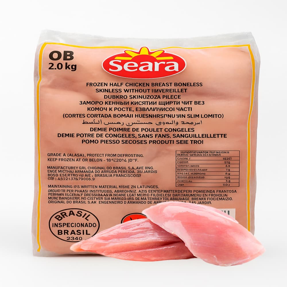 Pechuga de pollo sin hueso y sin piel Seara (2 x 2 kg / 4.41 lb) - Miniatura 1