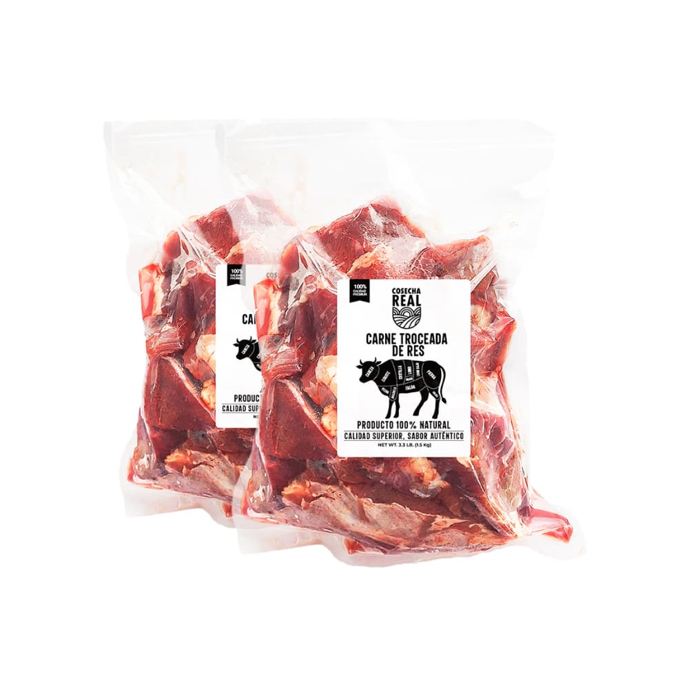 Carne troceada de res Cosecha Real (2 x 1.5 kg / 3.3 lb) - Imagen 1