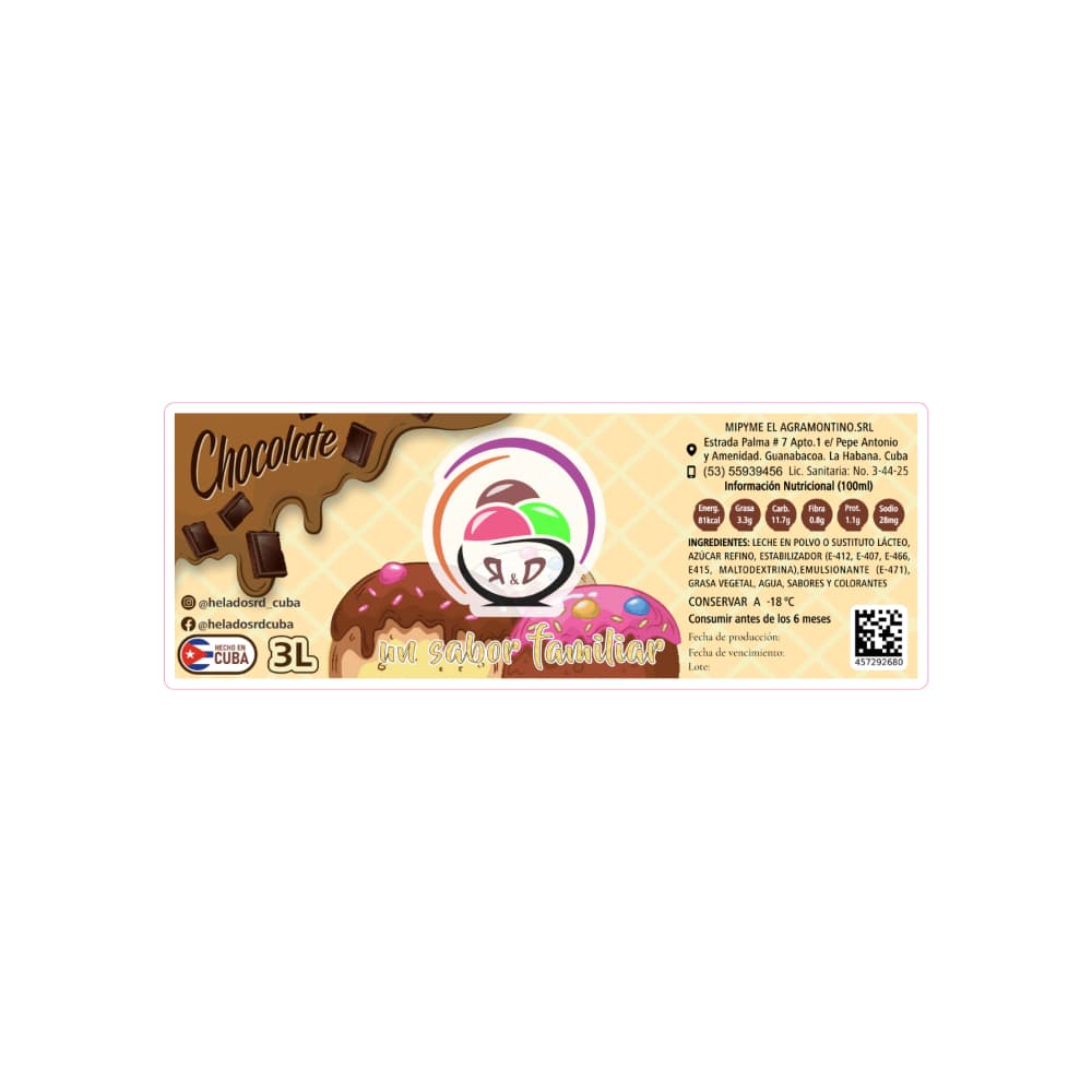 Helado sabor chocolate R&D (3 L) - Miniatura 2