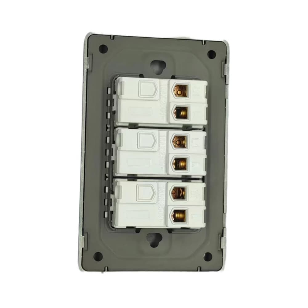 Interruptor triple - panel de acero inoxidable cepillado Malu - Miniatura 2