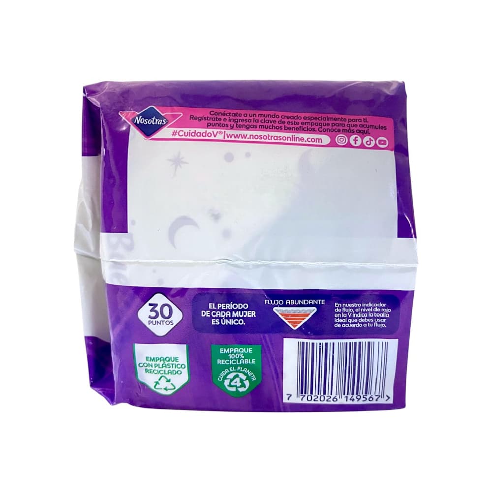 Toallas íntimas nocturna con tela Nosotras (10 U) - Miniatura 4