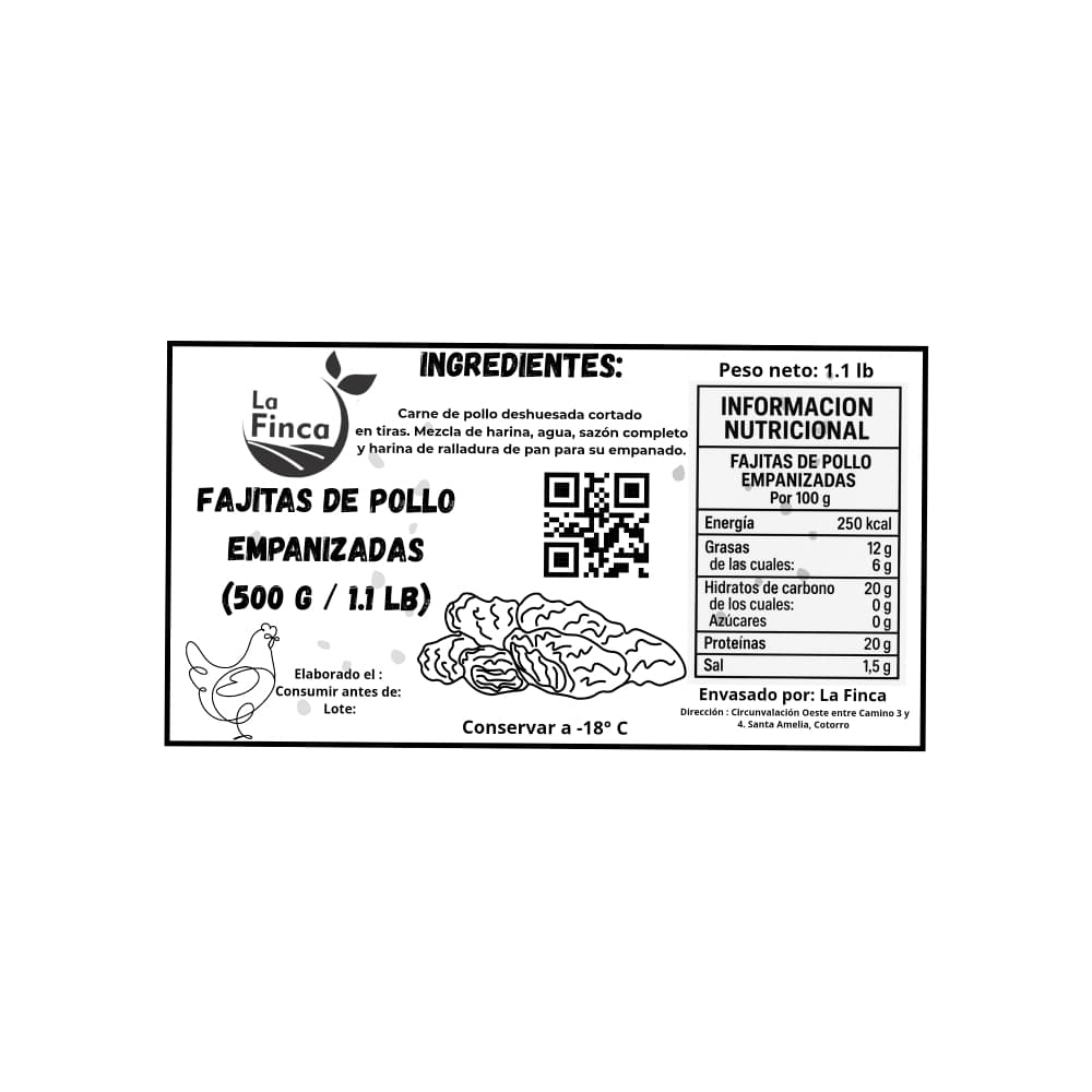 Fajitas de pollo empanizadas La Finca (500 g / 1.1 lb) - Miniatura 4