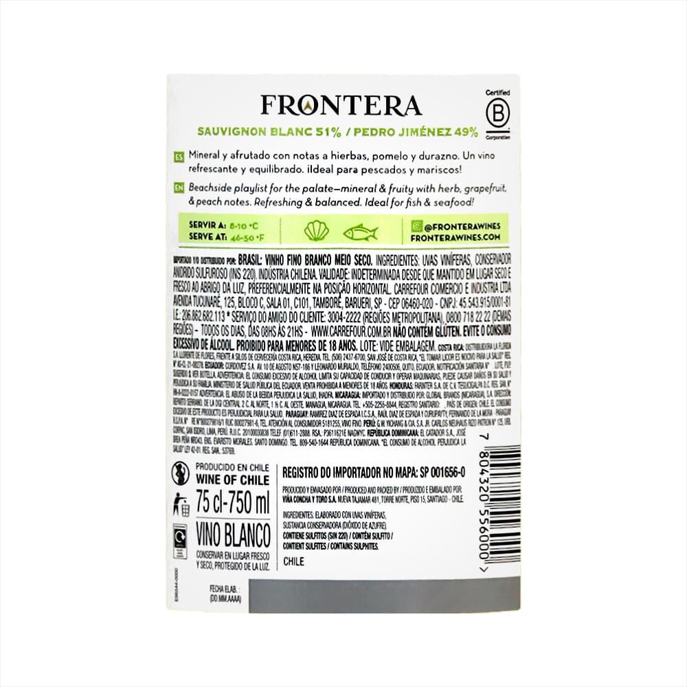Vino blanco Sauvignon Blanc Pedro Jiménez Frontera (750 ml) - Miniatura 3