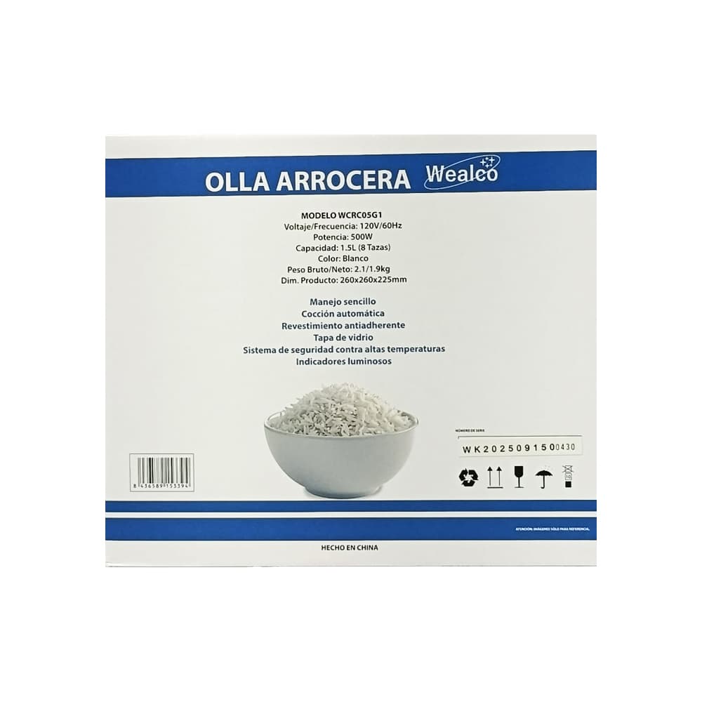 Olla arrocera 1.5 L Wealco WCRC05G1 - Miniatura 5