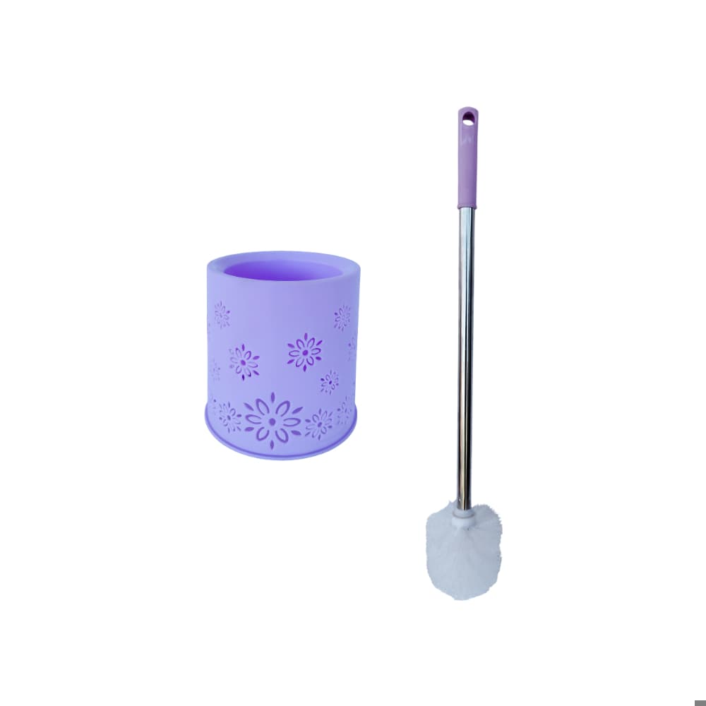 Escobilla de baño de plástico lila con mango y soporte Gutza - Miniatura 3