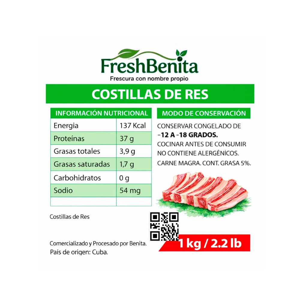Costillas de res FreshBenita (1 kg / 2.2 lb) - Miniatura 2