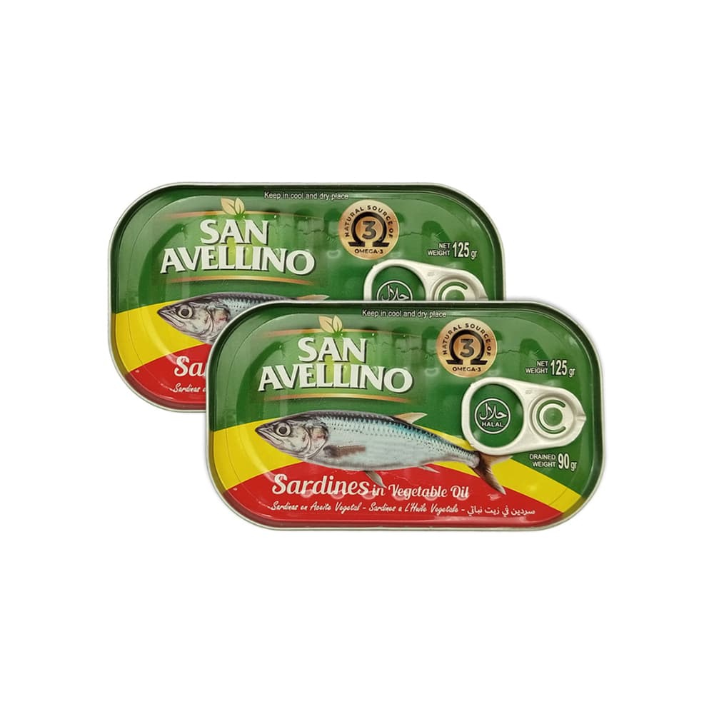 Sardinas en aceite vegetal San Avellino (2 x 125 g / 4.4 oz) - Imagen 1