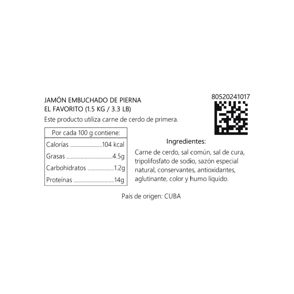 Jamón embuchado de pierna El Favorito (1.5 kg / 3.3 lb) - Miniatura 4