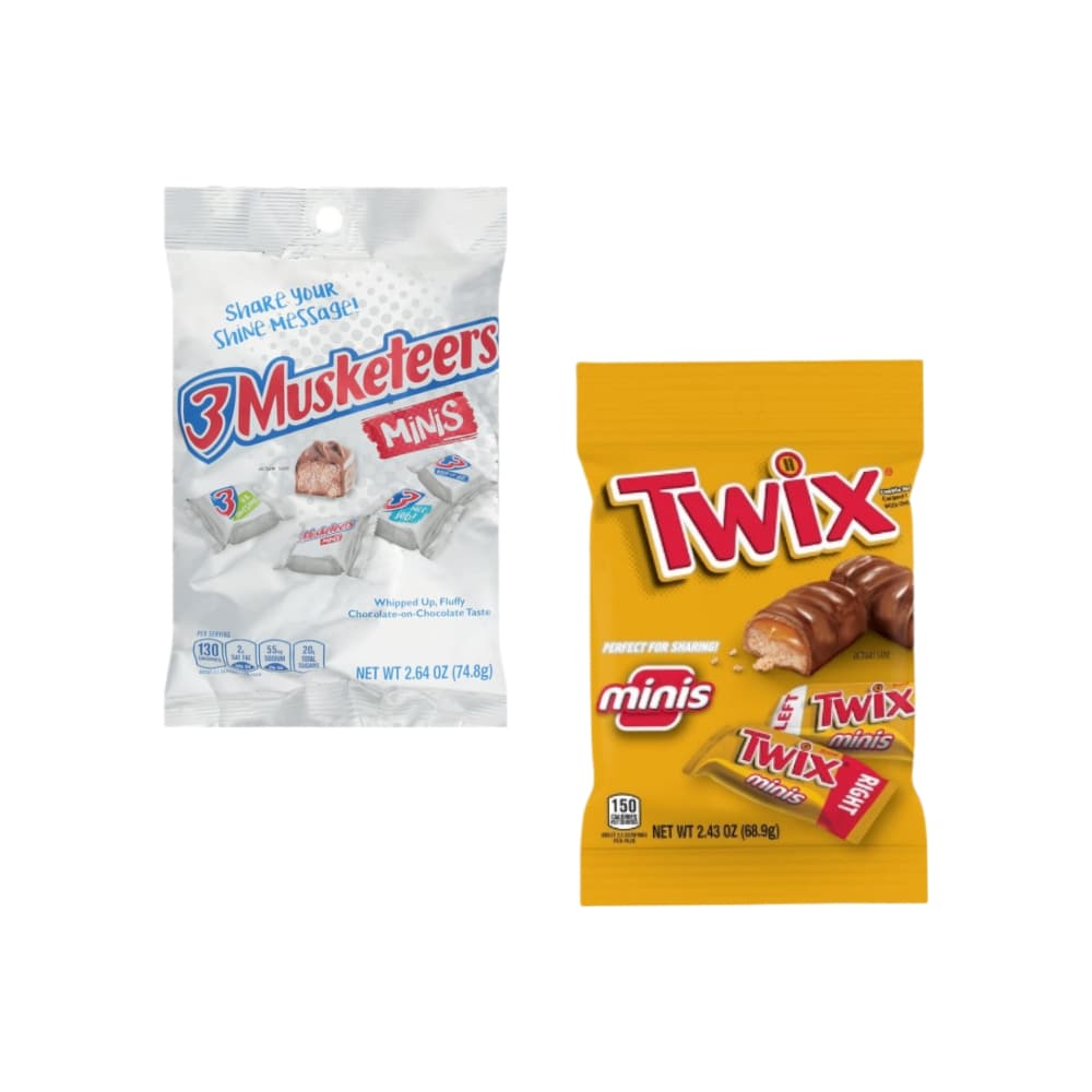Barras de chocolate minis 3 Musketeers (74.8 g / 2.64 oz) + Barras de chocolate Twix (68.9 g / 2.43 oz) - Imagen 1
