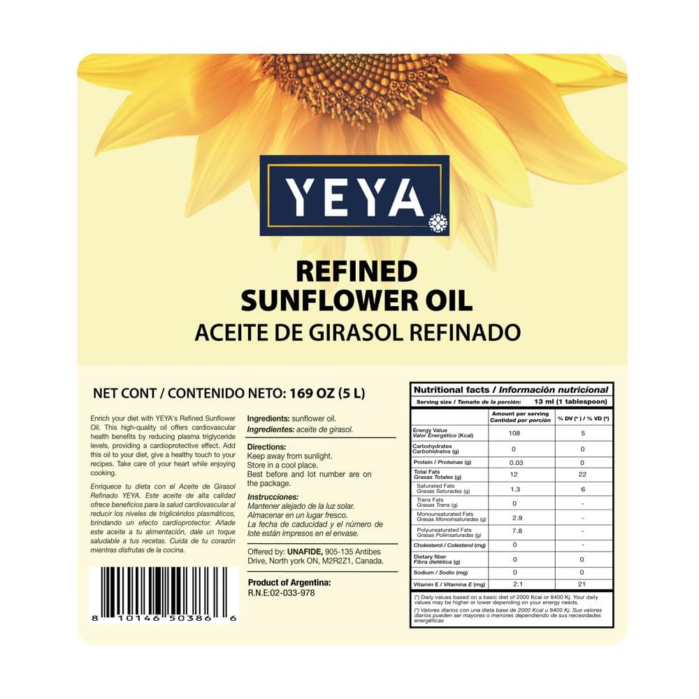 Aceite de girasol refinado Yeya (5 L) - Miniatura 3