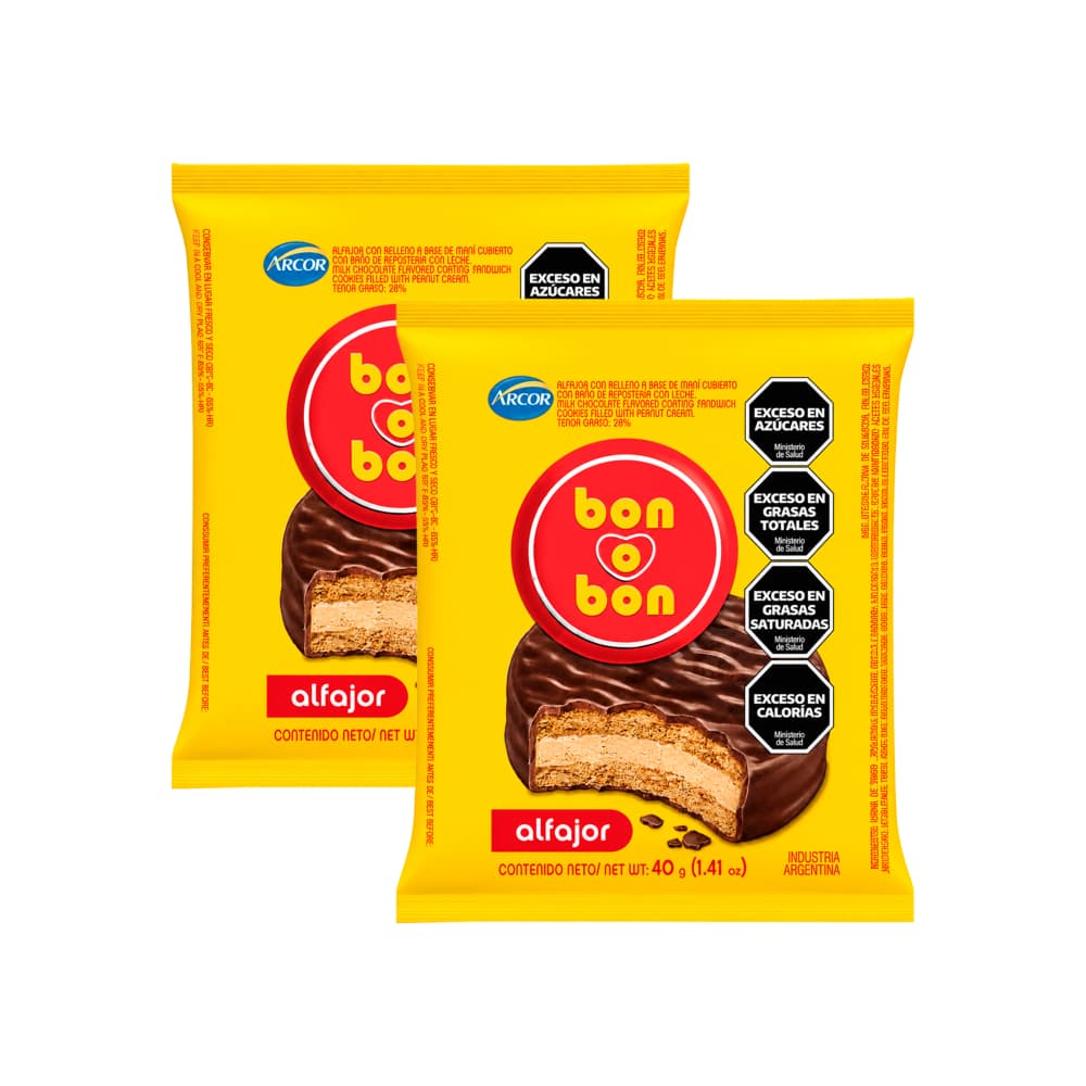 Alfajor relleno de maní Bon o Bon Arcor (2 x 40 g / 1.41 oz) - Miniatura 1