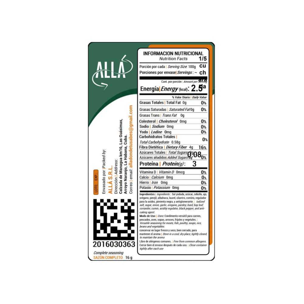 Sazón completo ALLÁ (16 g) - Miniatura 3