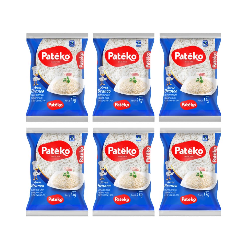 Arroz blanco de grano largo Patéko (6 x 1 kg / 2.2 lb) - Imagen 1