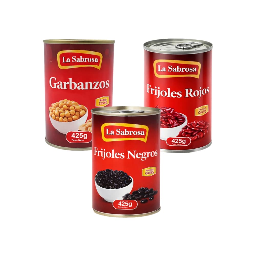 Garbanzos enlatados + Frijoles rojos enlatados + Frijoles negros enlatados - Imagen 1