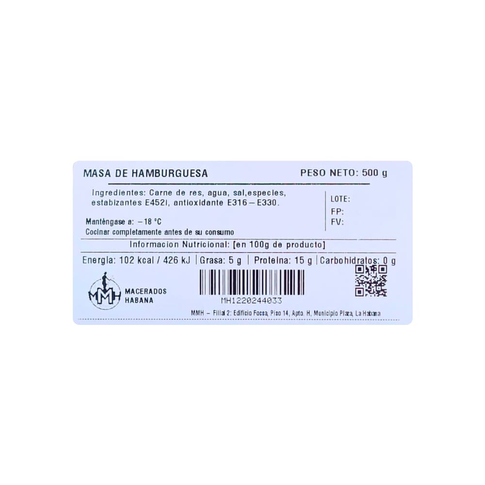 Masa de hamburguesa Macerados Habana (500 g / 1.1 lb) - Miniatura 2