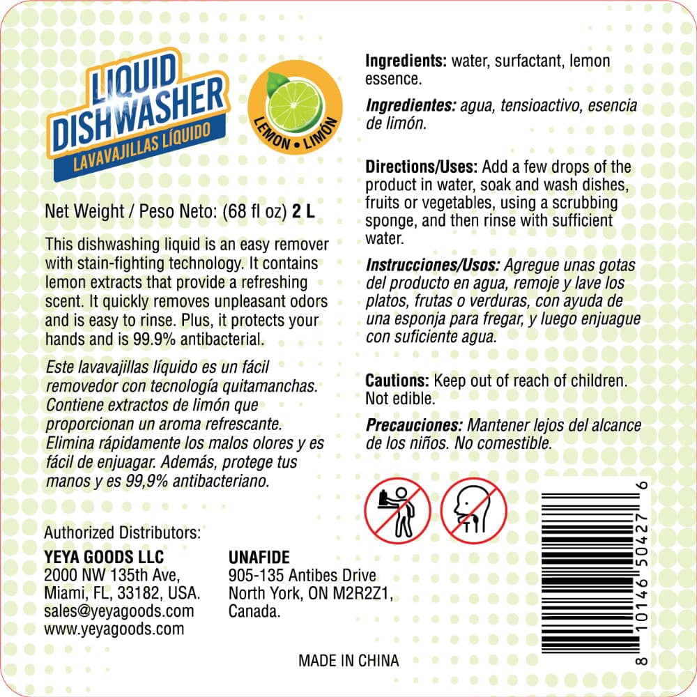 Lavavajillas líquido con aroma a limón fórmula concentrada Yeya (6 X 2 L) - Miniatura 4