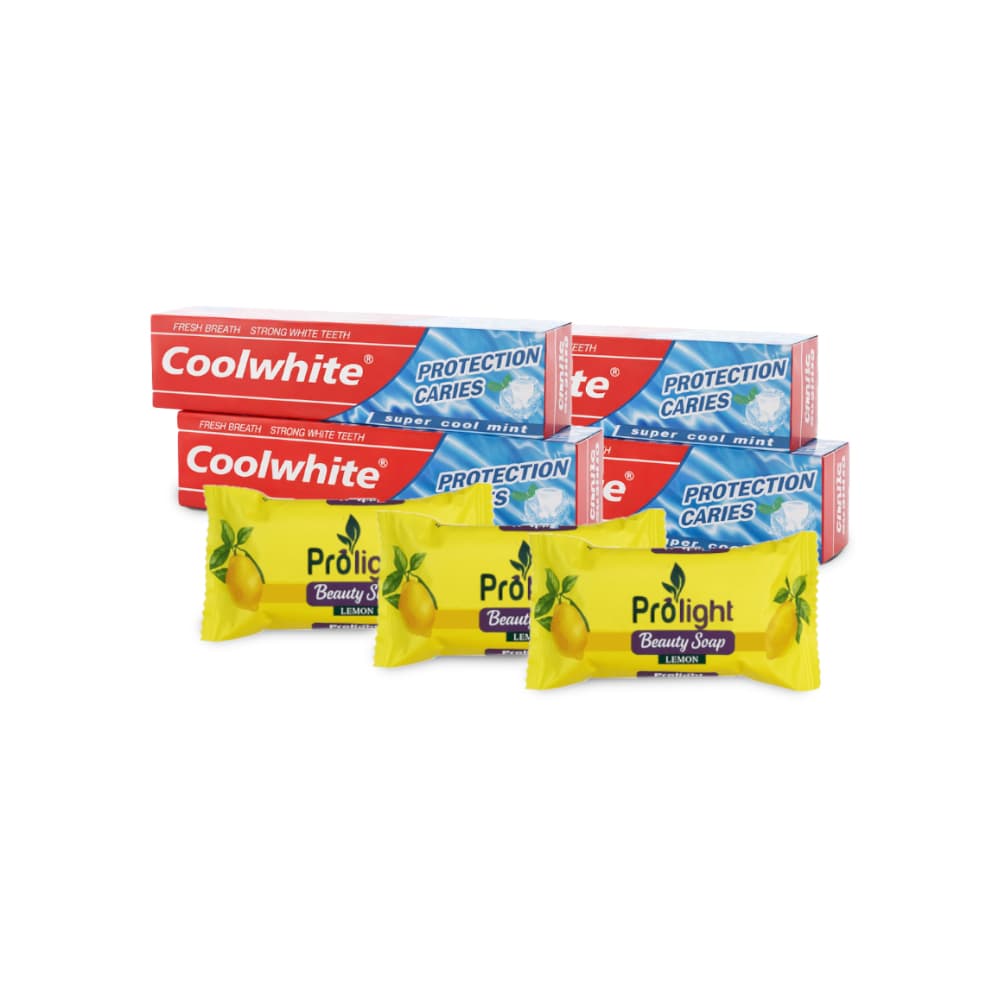 Combo de aseo personal #5: Pasta dental mentolada Coolwhite + Jabón de belleza con fragancia a limón Prolight - Imagen 1