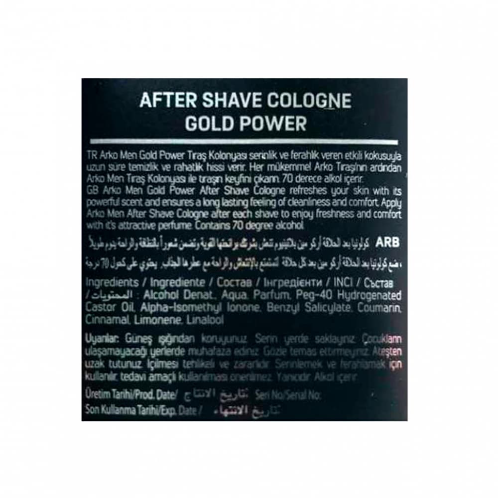 Colonia para después del afeitado poder de oro Arko (255 ml) - Miniatura 3