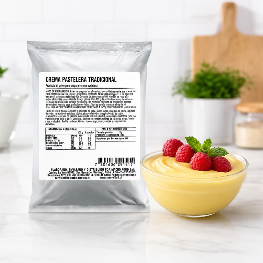 Producto en polvo para preparar crema pastelera tradicional Macro Food (400 g / 14.1 oz) - Miniatura 4