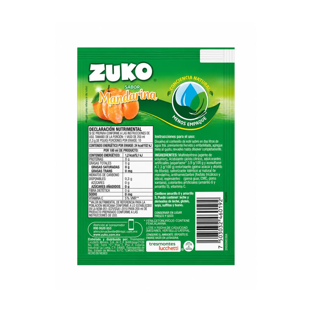 Refresco instantáneo sabor mandarina Zuko (13 g) - Miniatura 2