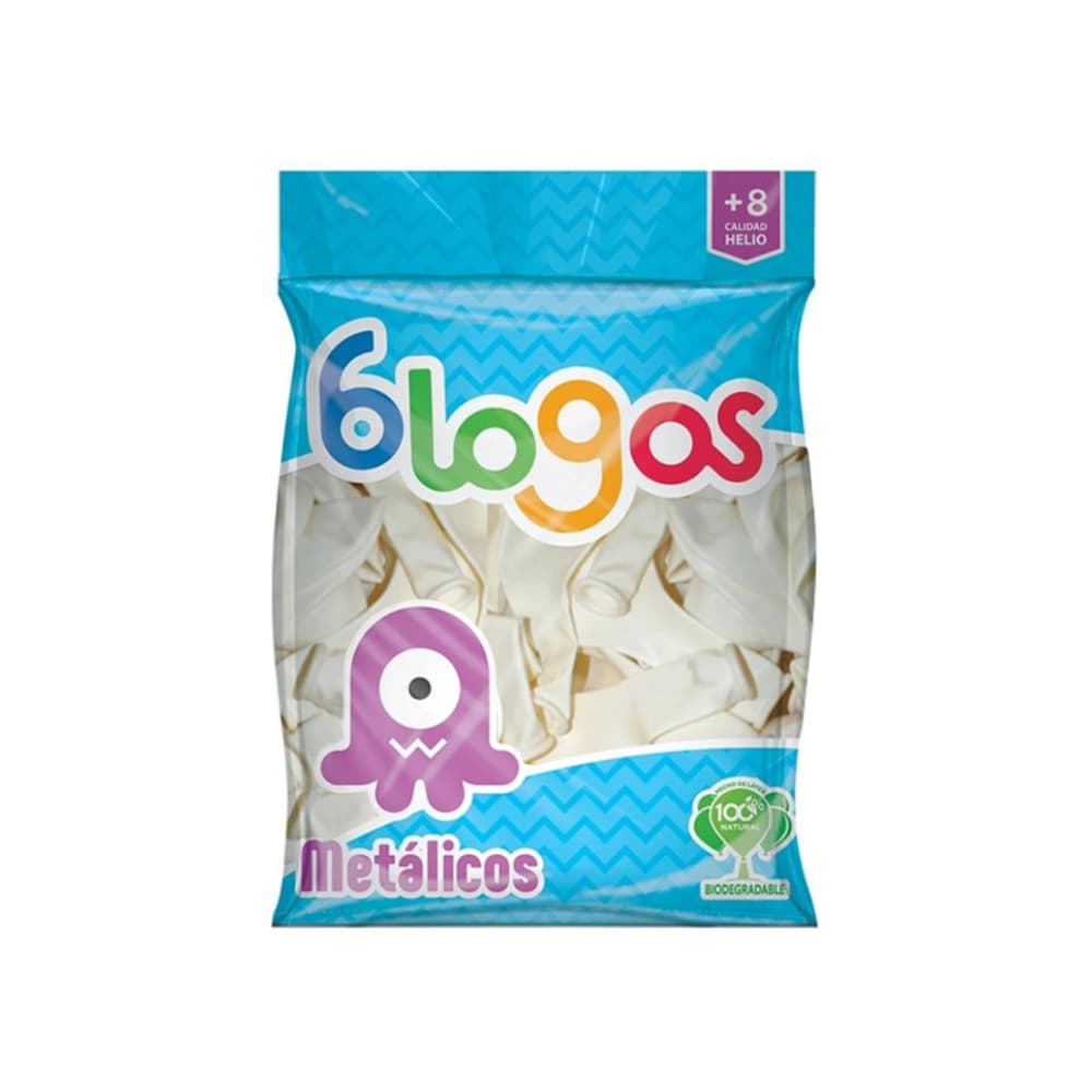 Paquete de globos blanco aperlado Blogos Metálicos (50 U) - Miniatura 1