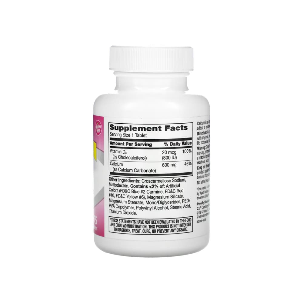 Suplemento de Calcio 600 mg + Vitamina D3 20 mcg 21st Century (75 tabletas) - Miniatura 4