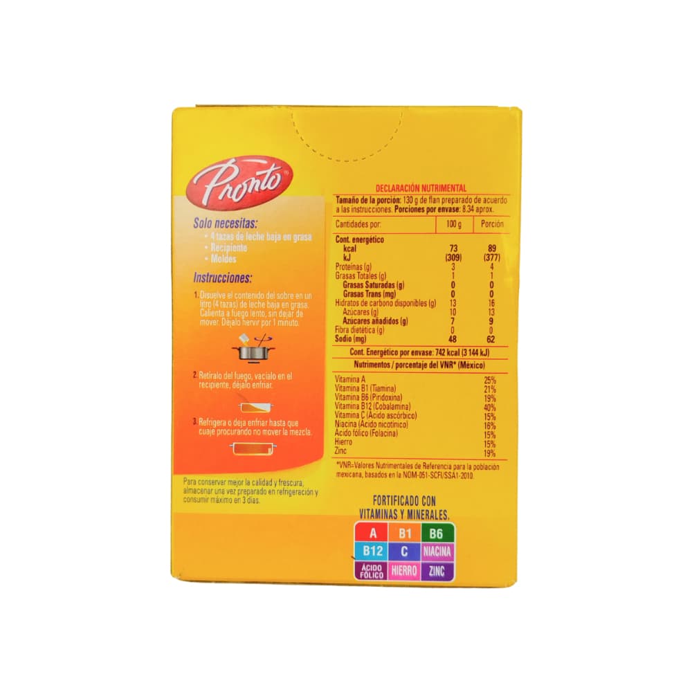 Polvo para preparar postres estilo flan con sabor cajeta Pronto (84 g / 2.96 oz) - Miniatura 3