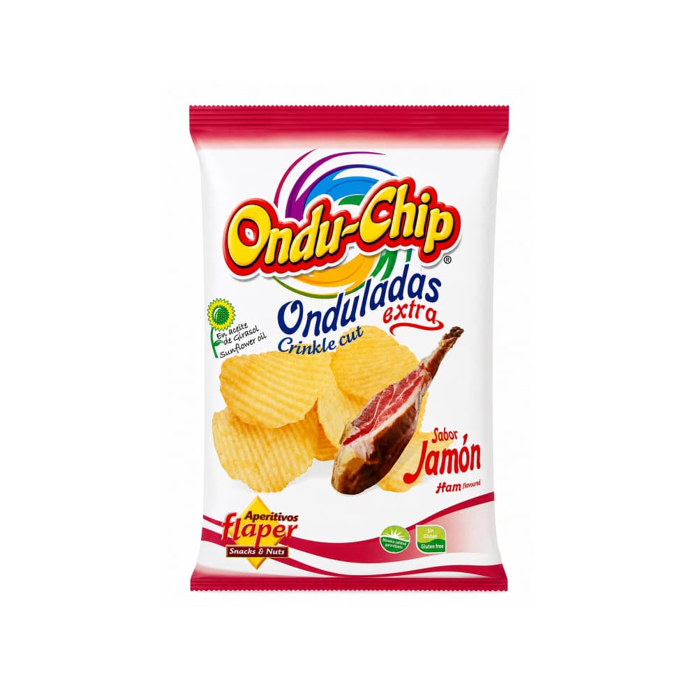 Patatas fritas onduladas con sabor a jamón Ondu-Chip Flaper (35 g / 1.23 oz) - Miniatura 1